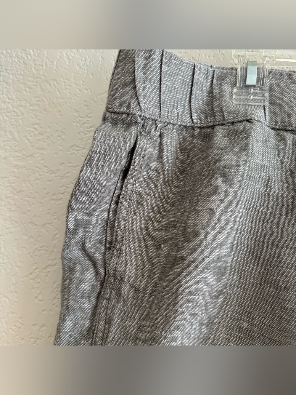 Pure Jill J Jill Gray 100% Linen Cropped Capri Pants Pull on Elastic waist XLP - Picture 2 of 6